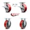 Service Caster 6 Inch Kingpinless Red Poly on Steel Wheel Caster Swivel Locks 2 Rigid, 2PK SCC-KP30S620-PUR-RS-BSL-2-R-2 - alternate 5